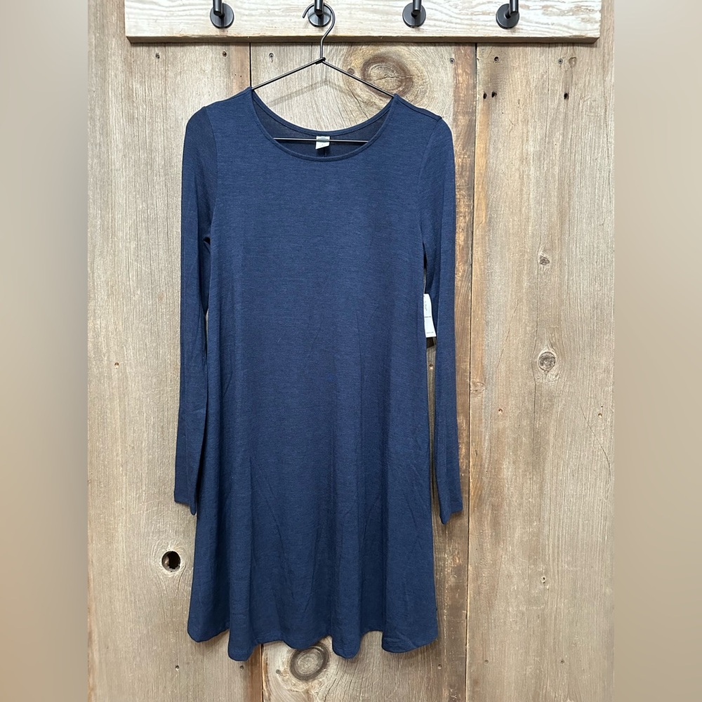 Old Navy Long Sleeve Knit Swing Dress in Blue Marl Size Small Women’s